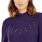 Alfani Women's Embellished Mock-Neck Sweater Purple Size Large