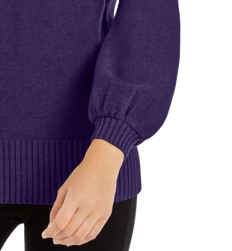 Alfani Women's Embellished Mock-Neck Sweater Purple Size Large