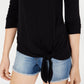 Bar III Women's Tie-Hem Top Black Size Medium