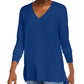 Maison Jules Women's V Neck Sweater Blue Size Large