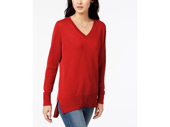 Maison Jules Women's V Neck Sweater Wine Size X-Small