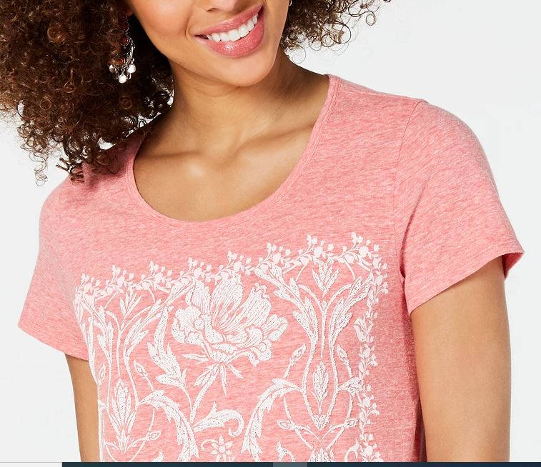 Style & Co Women's Graphic T-Shirt Orange Size Medium