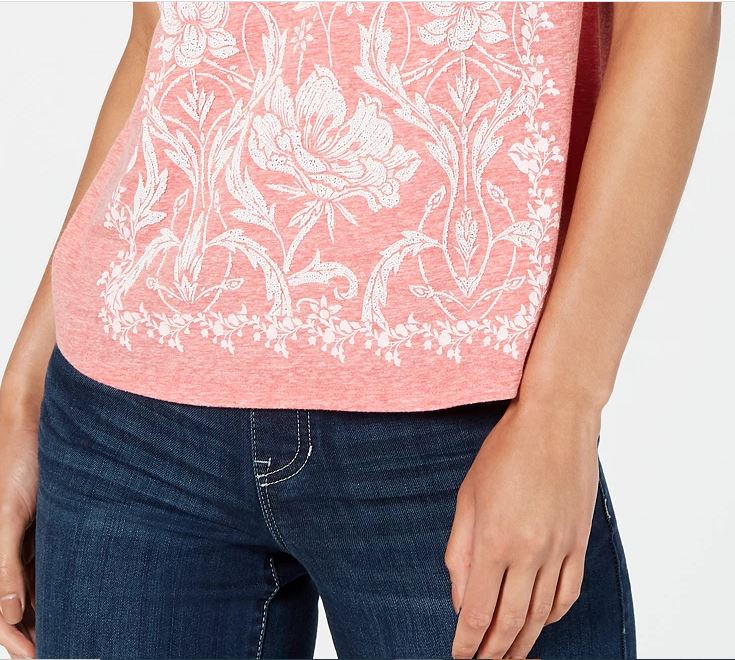 Style & Co Women's Graphic T-Shirt Orange Size Medium