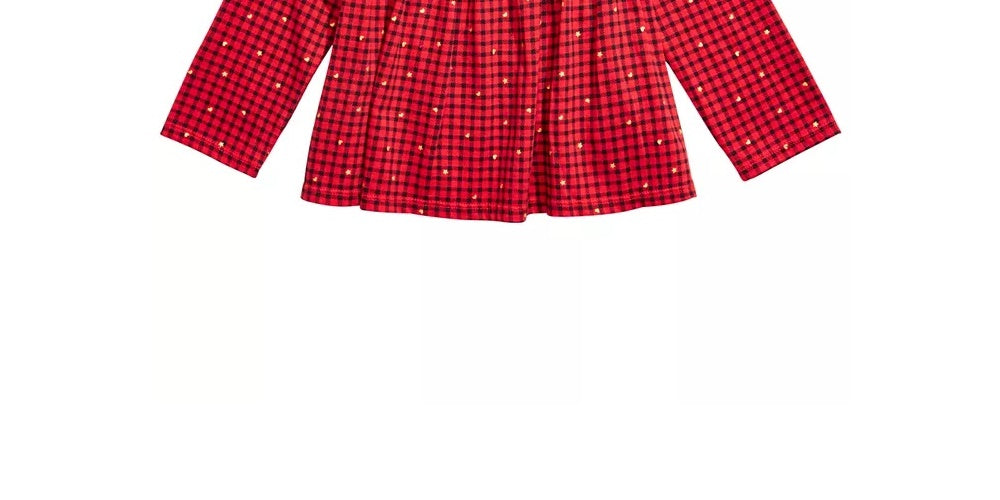 First Impressions Baby Girl's Cotton Long Sleeve Check Ruffle T-Shirt Red Size 24 Months