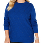 Karen Scott Women's Beaded Cable Mock Neck Sweater Bright Blue Size Extra Large