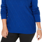 Karen Scott Women's Beaded Cable Mock Neck Sweater Bright Blue Size Extra Large