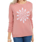 Karen Scott Women's Snowflake Applique Sweater Pink Size X-Small