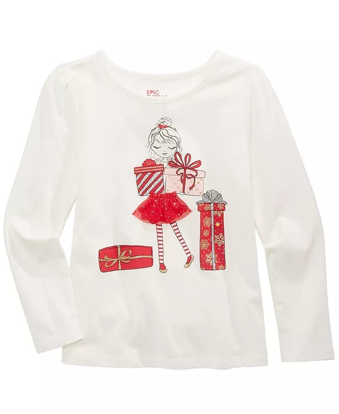 Epic Threads Toddler Girl's With Gifts T-Shirt White Size 3T