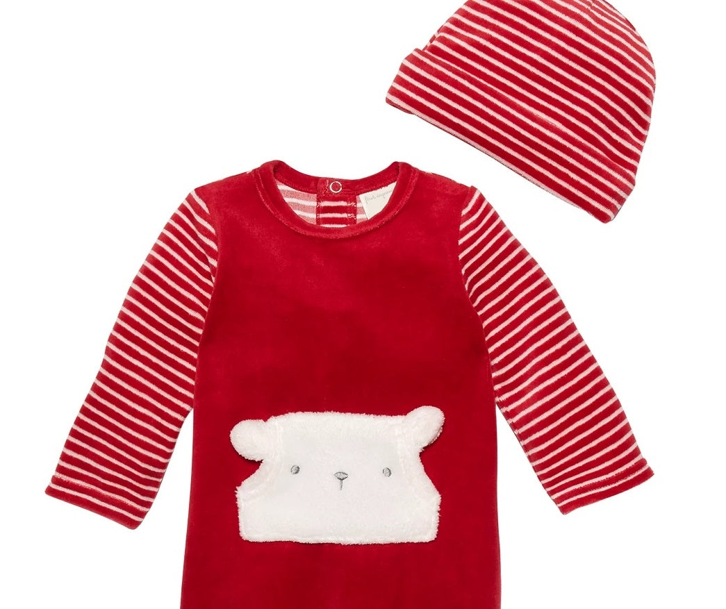 First Impressions Baby Boys 2-Pc. Hat & Footed Striped Coverall Set Red Size 6-9MOS