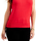Charter Club Women's Sleeveless Crew Neck Sweater Red Size Large