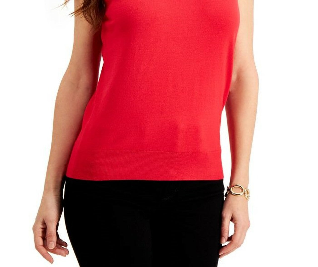 Charter Club Women's Sleeveless Crew Neck Sweater Red Size X-Large