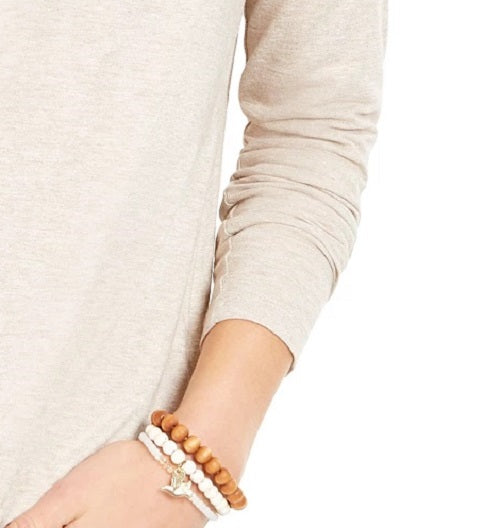 Style & Co Women's Speckled Shimmer Top Beige Size X-Large