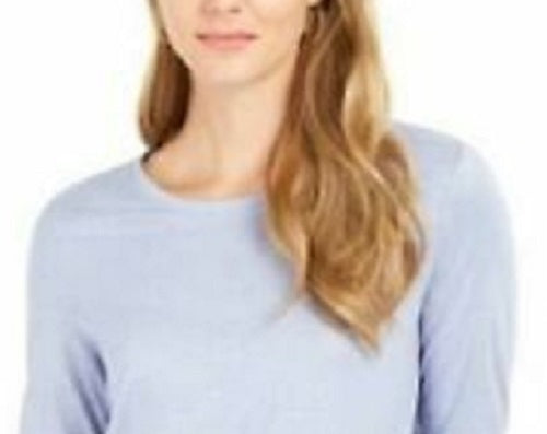 Style & Co Women's Speckled Shimmer Top Blue Size X-Small