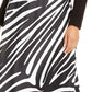 Alfani Women's Zebra Print A Line Midi Skirt Black Size 10