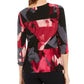 Alfani Women's Printed Draped 3/4 Sleeve Top Pink Size XX-Large