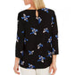 Charter Club Women's Floral Print Pleated Yoke Blouse Black Size XX-Large