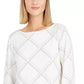 Charter Club Women's Plaid Knit Top White Size Large