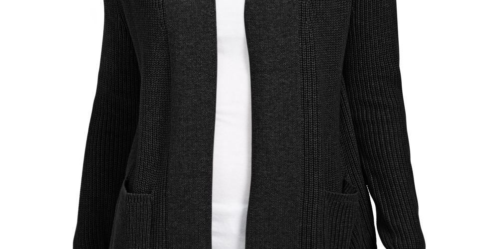 Charter Club Women's Cotton Open Front Cardigan Black Size Small