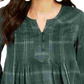 Style & Co Women's Plaid Pleated Top Green Size Petite Medium