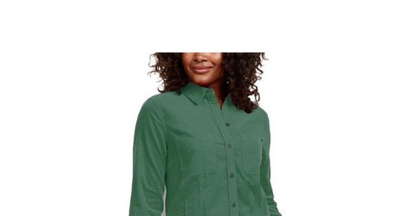 Charter Club Women's Solid Corduroy Shirt Green Size X-Small