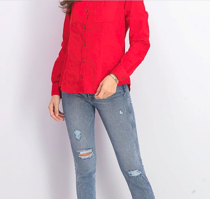 Charter Club Women's Plus Cotton Corduroy Shirt Red Size 3X