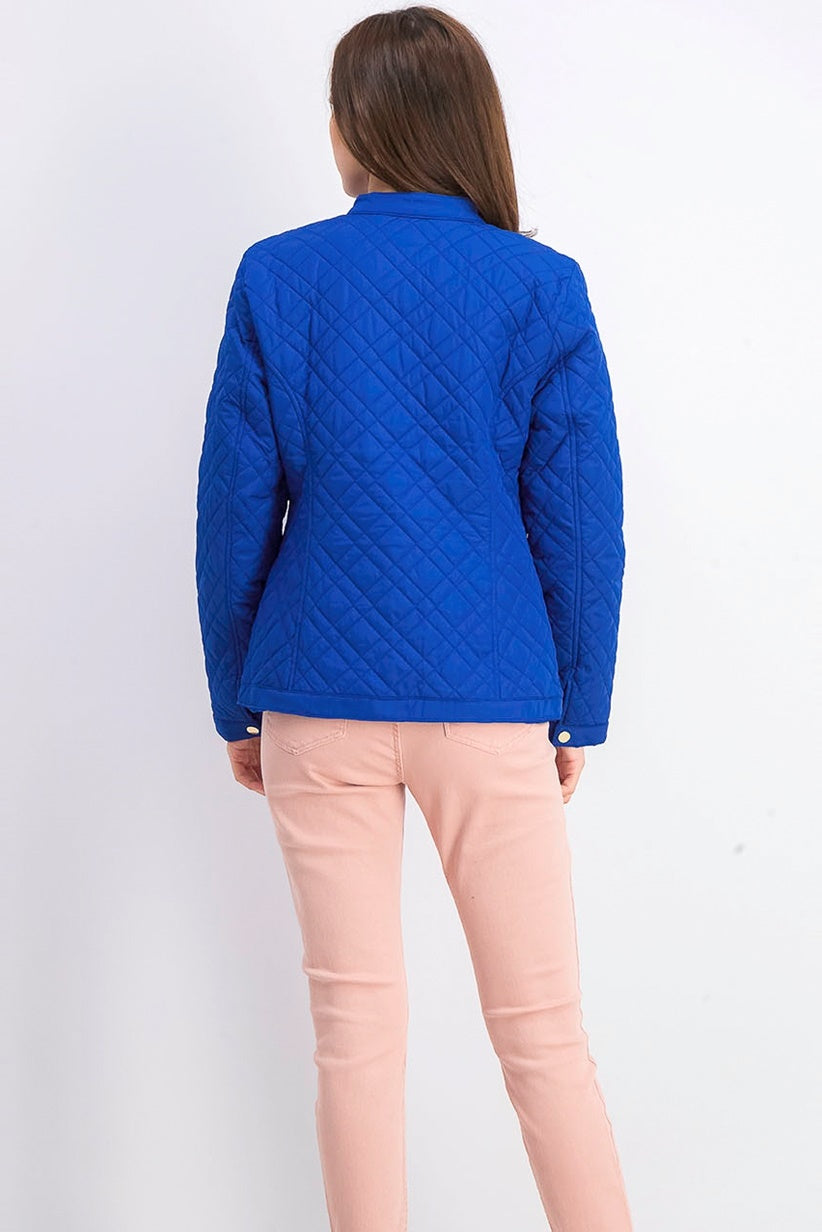 Charter Club Women's Quilted Mandarin-Collar Jacket Blue Size XX-Large