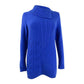 Charter Club Women's Patchwork-Stitch Asymmetrical-Collar Sweater Blue Size XX Large