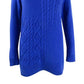 Charter Club Women's Patchwork-Stitch Asymmetrical-Collar Sweater Blue Size XX Large