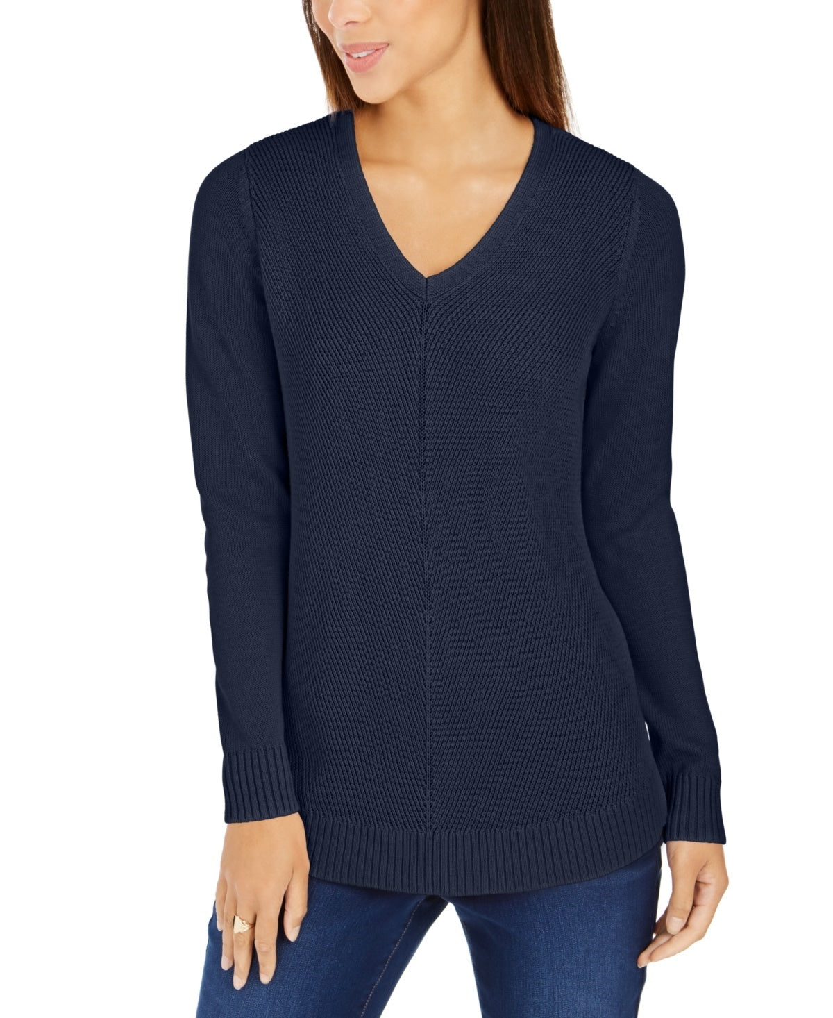 Charter Club Women's V-Neck Sweater Blue Size Medium