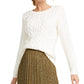 Maison Jules Women's Imitation-Pearl Cable-Knit Sweater White Size X-Large