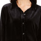 Charter Club Women's Button-Down Velvet Shirt Black Size Small
