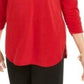JM Collection Women's Embellished Zipper Trim Top  Red Size Large