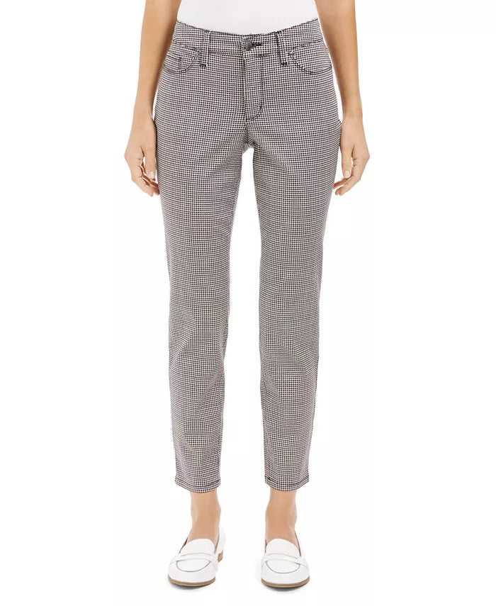 Charter Club Women's Houndstooth Skinny Tummy-Control Jeans White Size 14