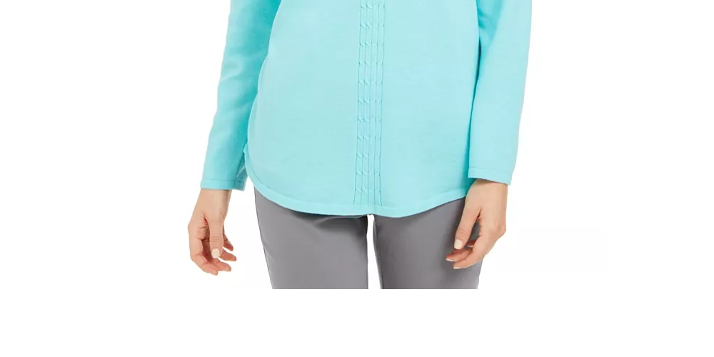 Karen Scott Women's Cotton Cable Knit Sweater Blue Size Small