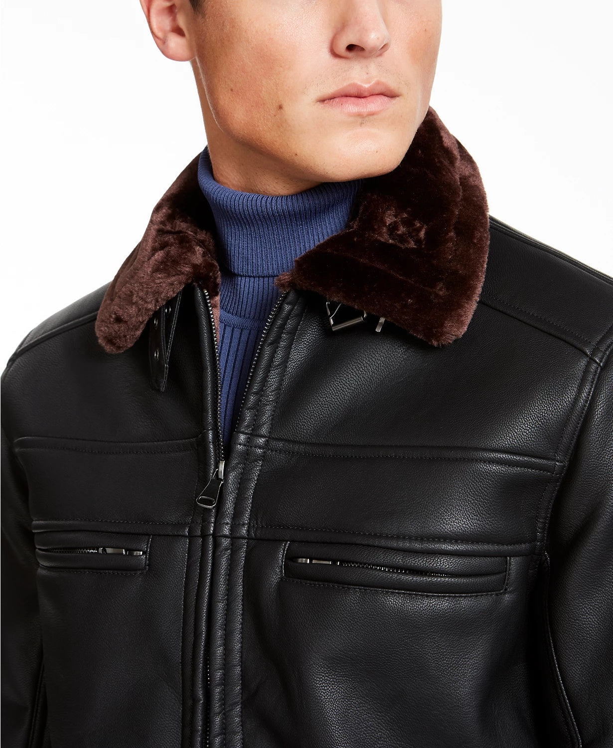 INC International Concepts Men's Julien Faux Leather Jacket Black Size X-Large