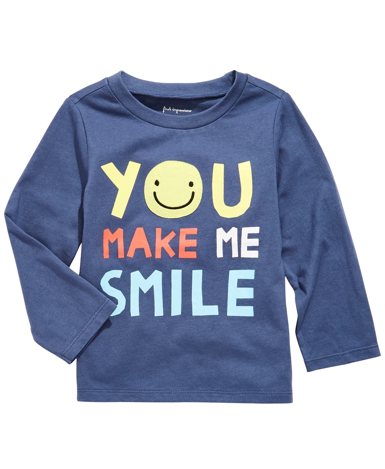 First Impressions Baby Boy's Smile-Print Cotton T-Shirt Blue Size 3-6 Months
