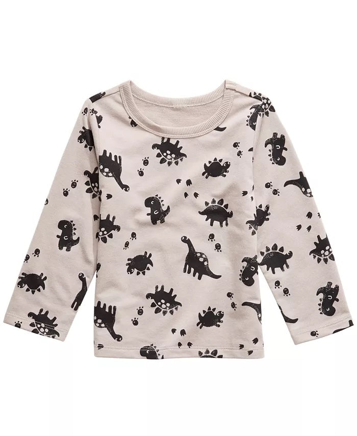 First Impressions Baby Boy's Dinosaur-Print T-Shirt Brown Size 24 Months