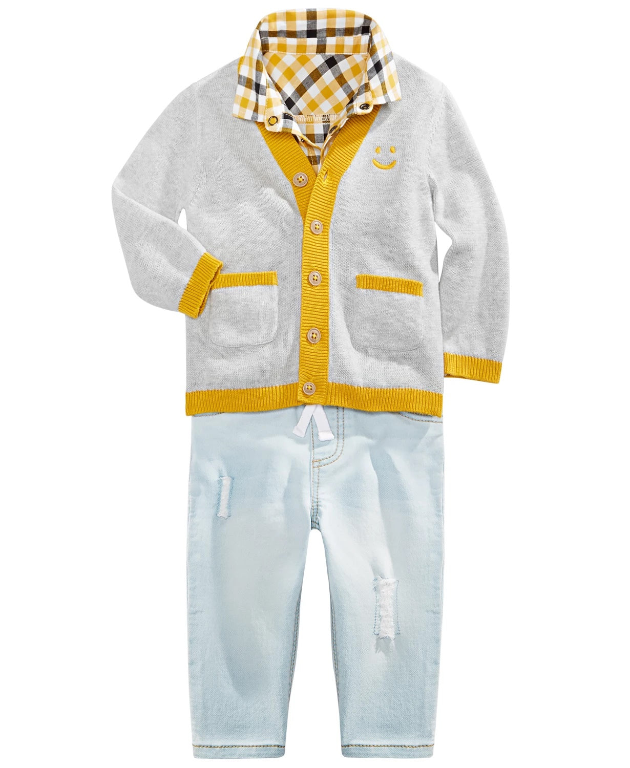 First Impressions Baby Boys Smiley-Face Cardigan Gray Size 12M