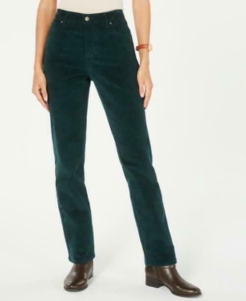Charter Club Women's Lexington Corduroy Tummy Control Pants Green Size 8