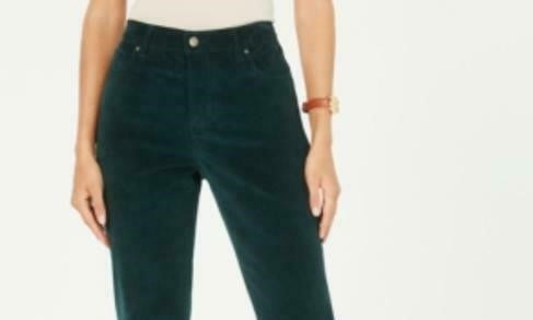 Charter Club Women's Lexington Corduroy Tummy Control Pants Green Size 8