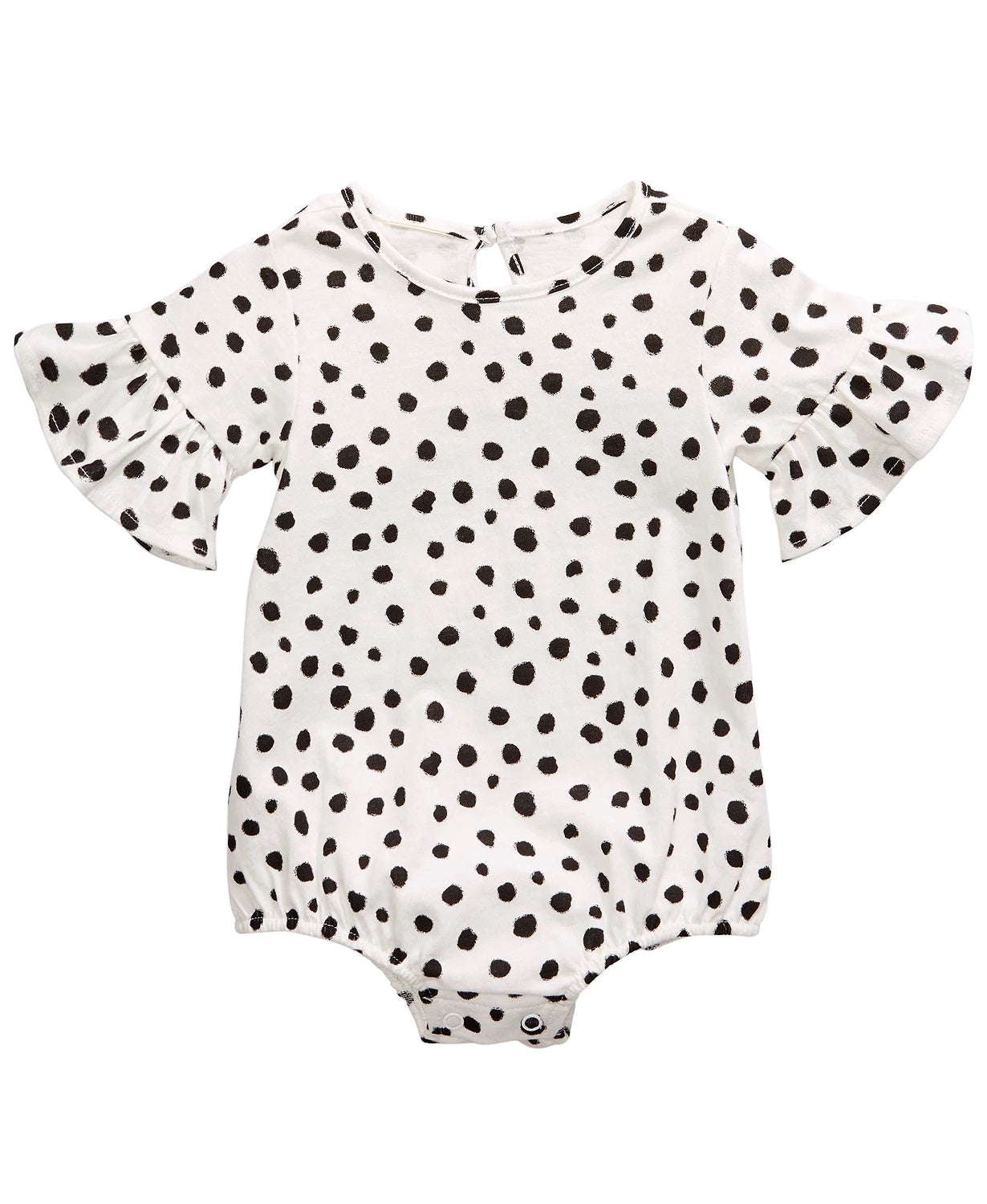 First Impressions Baby Girls Cheetah-Print Bell-Sleeve Cotton Bodysuit White Size 12M
