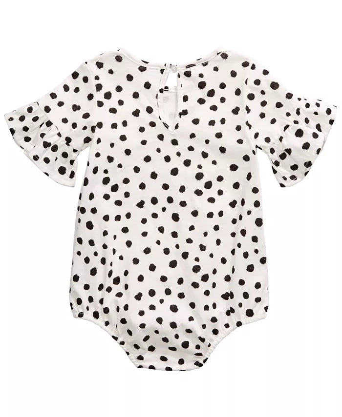 First Impressions Baby Girls Cheetah-Print Bell-Sleeve Cotton Bodysuit White Size 12M