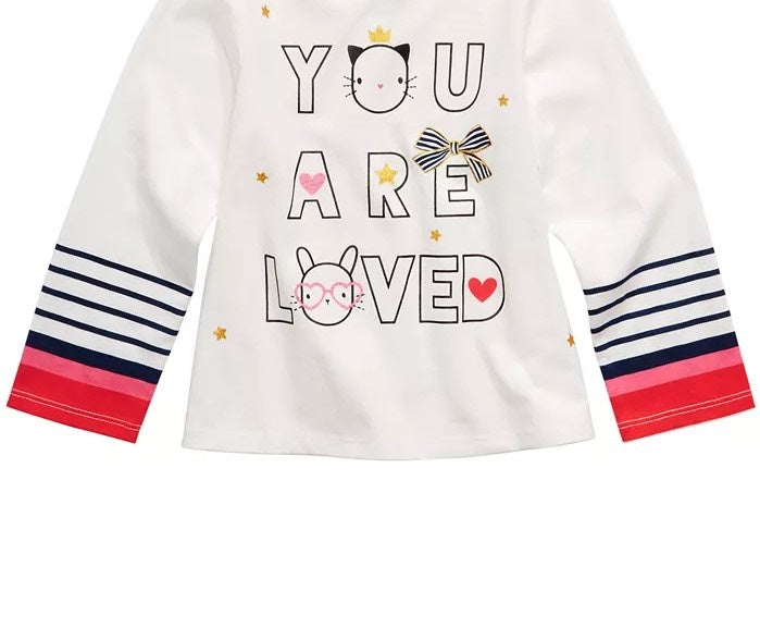 First Impressions Baby Girls Cotton Long-Sleeve Graphic-Print T-Shirt White Size 12M