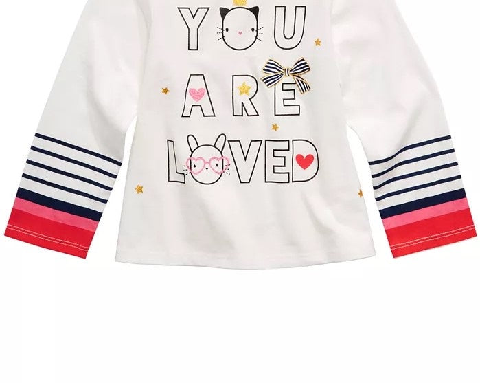 First Impressions Toddler Girls Cotton Long-Sleeve Graphic-Print T-Shirt White Size 2T