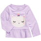 First Impressions Toddler Girls Cotton Caticorn Peplum Hem T-Shirt Purple Size 2T