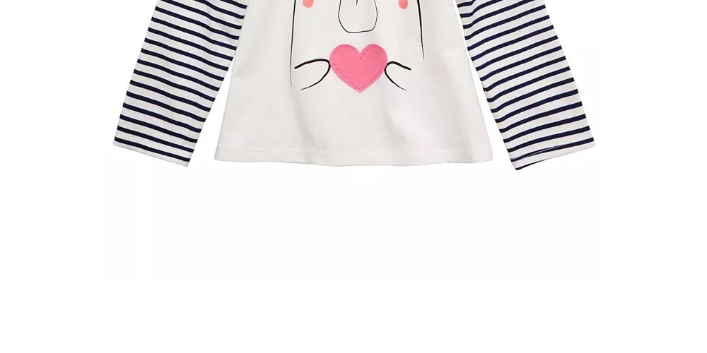 First Impressions Toddler Girl's Cotton Striped Bear T-Shirt White Size 3T