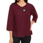 JM Collection Women's Holiday Party Metallic Textured Brooch Sweater Jacket Dark Purple Size X-Large