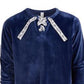 Ideology Big Girls Lace-Up Velour Sweatshirt Dark Blue Size Small