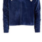 Ideology Big Girls Lace-Up Velour Sweatshirt Dark Blue Size Small