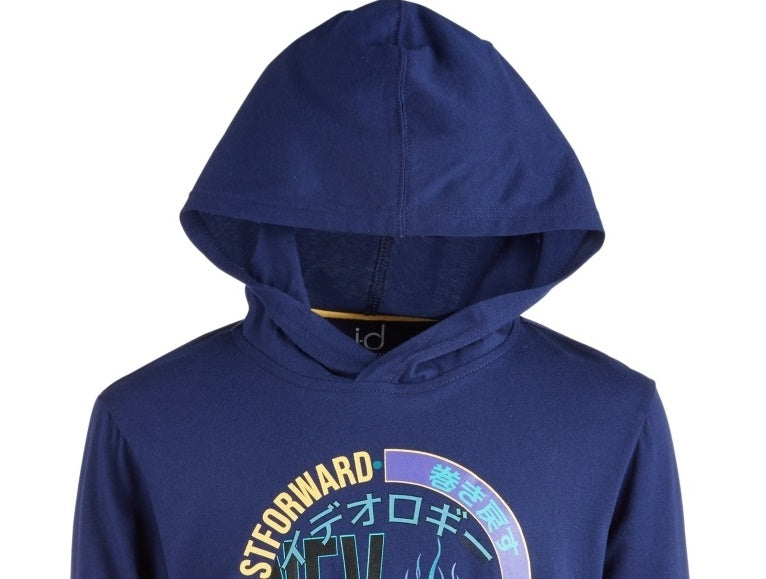 Ideology Big Boy's Graphic Print Hooded T Shirt Blue Size Large